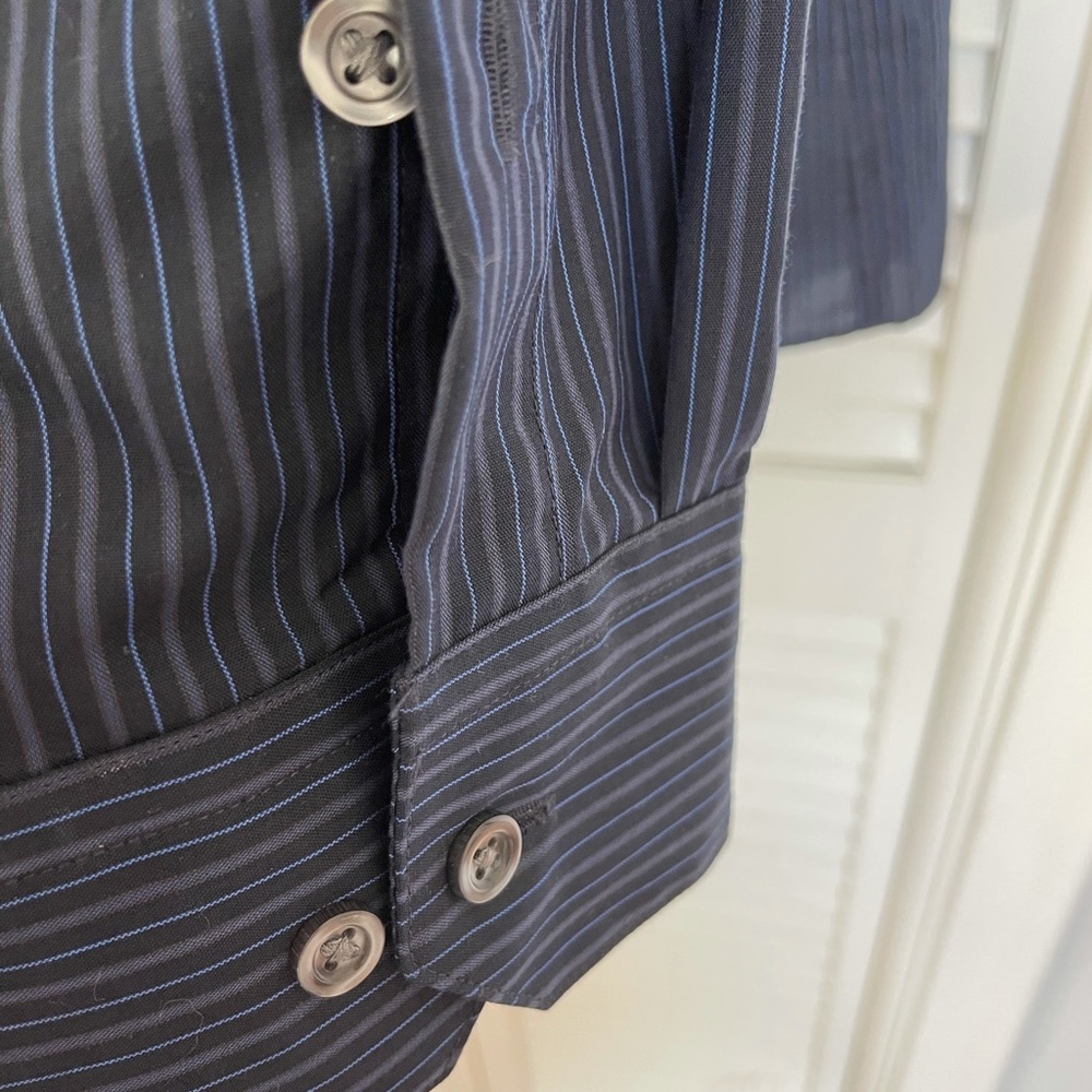 NWT Men’s Alfani Navy striped button down shirt size XL - Picture 8 of 8